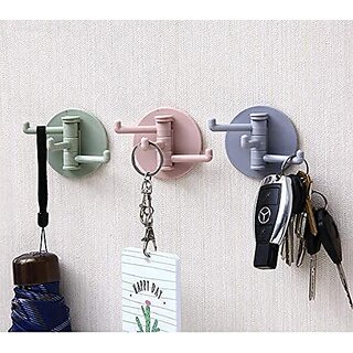 (Pack of 3) ubersweet Imported Trace Paste 3 Branch Rotate Hook Up Strong Viscose Pylon Bathroom Wall Storage illing Sticky