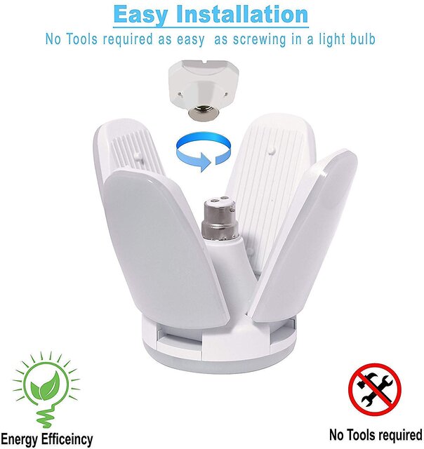 Ultra Bright 4 Blade Fan Shape 28W LED Light Bulb and B22 Holder For Home And Office Pendants (White)