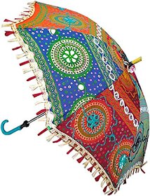 Dresses Embroidered Fabric Umbrella for Decoration, Photoshoot Prop, Rajasthani Handicraft Decoration