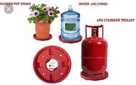 Gas Cylinder Stands LPG Cylinder Trolley Easily Movable Stand with Wheels Gas Cylinder Stand (Red)