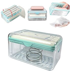 Soap Cleaning Storage Foaming Box Soap Box with Bubbler Transparent Soap Tray Soap Saver Box Case for Bathroom (Multi color)