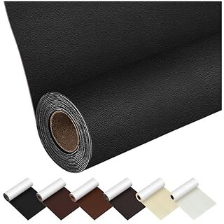                       24X24 Inch Leather Black Self Adhesive Waterproof PVC for Sofas Jackets Furniture                                              