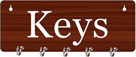 MDF Key Holder For Wall Decor Wood_Mkh04 Wood Key Holder (5 Hooks)