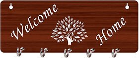 MDF Key Holder For Wall Decor Wood_Mkh17 Wood Key Holder (5 Hooks)