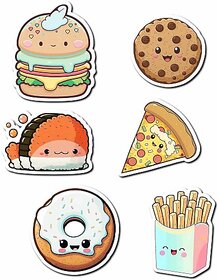 Bindian Fast Food Burger, Sandwich, Pizza, Hotdog, French Fries, Funny Design For Home, Kitchen And Office Magnet Pack Of 6 Fridge Magnet Pack Of 6