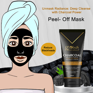                       Globus Naturals Activated Charcoal Peel Off Mask for Women  Removes Blackheads and Whiteheads 100gm                                              