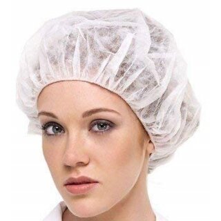                       Pack of 100 - Disposable Bouffant Cap, Hair Cover 18 Inches White                                              