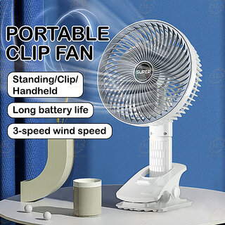                      Kawachi 3-Speed 360 Rotating USB Rechargeable Wireless Electric Portable Clip Fan for Camping, Office, and Desktop                                              