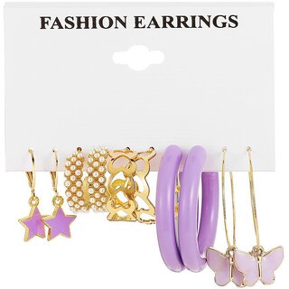                       Vibrant Lilac Classy Hoop Earring                                              