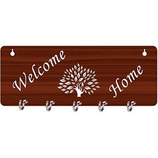                       MDF Key Holder For Wall Decor Wood_Mkh17 Wood Key Holder (5 Hooks)                                              