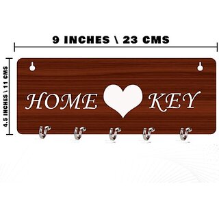                       MDF Key Holder For Wall Decor Wood_Mkh02 Wood Key Holder (5 Hooks)                                              