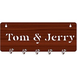                       MDF Key Holder For Wall Decor Wood_Mkh10 Wood Key Holder (5 Hooks)                                              