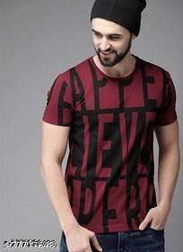 Antiq World Man Cotton Half Sleeves Solid T shirts Low ASP Polyester Maroon