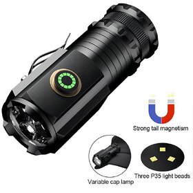 Strong Rechargeable Long-Range Portable Mini Flashlight Super Bright P35 Fixed Focus with Strong Magnetic Outdoor Multi