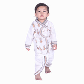 Kid Kupboard Cotton Baby Boys Kurta and Dhoti Pant Set, White, Full-Sleeves, 18-24 Months KIDS6355