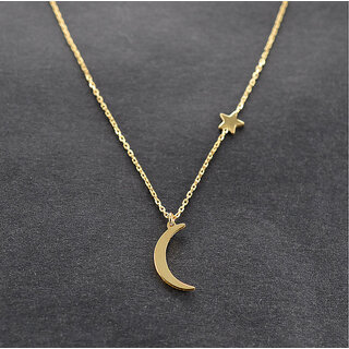 Moon Pendant Gold Plated with Star on Chain Moon Pendant Gold Plated with Star on Chain