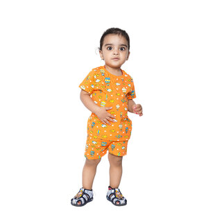                       Kid Kupboard Cotton Baby Girls T-Shirt and Short Set, Yellow, Half-Sleeves, 2-3 Years KIDS6360                                              