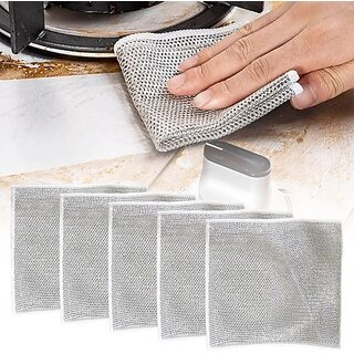 Gaurinandan Non-Scratch Wire Dishwashing Cloth ,Multipurpose Cleaning Scrubber For Kitchen Scrub Pad, Stainless Steel Scrub (Regular, Pack Of 5)