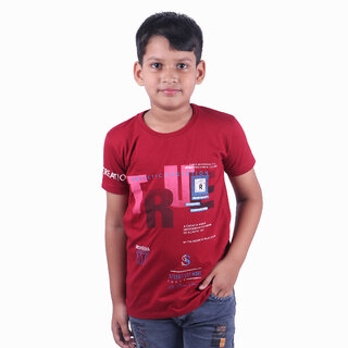                       Kid Kupboard Cotton Boys T-Shirt, Red, Half-Sleeves, 7-8 Years KIDS6374                                              