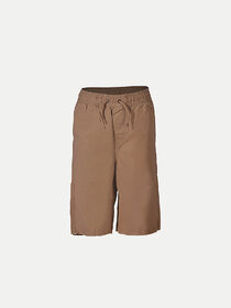 Mens Solid Beige Casual Cotton Shorts