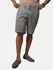 Men Grey Acid washed Denim Casual Shorts