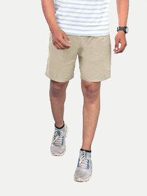 Men Solid Beige Casual Cotton Shorts