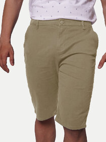 Men Solid Brown semi Casual Cotton Shorts