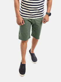 Men Solid Green  Slim Fit Casual Shorts.