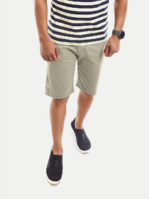 Men Solid Grey Slim Fit Casual Shorts.