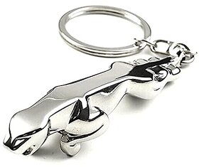 Anexa Silver Jaguar Logo Metallic Car And Bike Keyring And Keychain