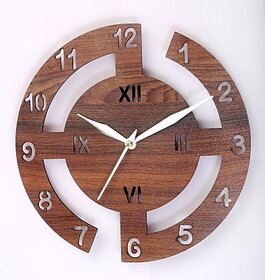 Analog 20 cm X 20 cm Wall Clock  (Brown, Without Glass, Standard)