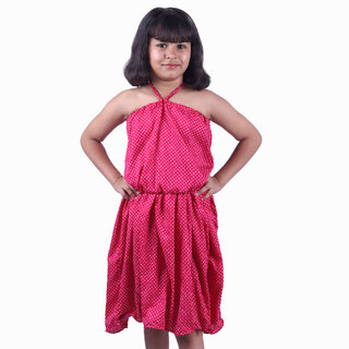                       Kid Kupboard Cotton Girls A-Line Frock, Dark Pink, 7-8 Years KIDS6390                                              