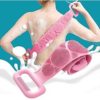                       Eco Shopee Silicone Body Back Scrubber Bath Belt Washer Double Side Body Scrubber                                              