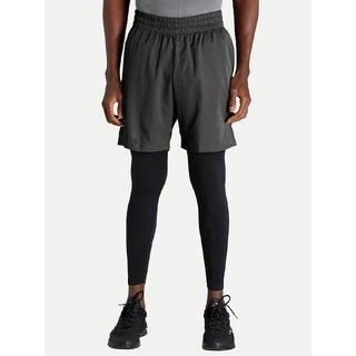 Men Solid Black Polyester Athleisure Shorts