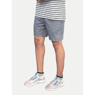                       Men Solid Blue Casual Cotton Shorts                                              