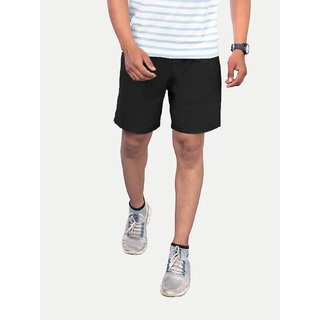 Men Solid Black Casual Cotton Shorts Men Solid Black Casual Cotton Shorts
