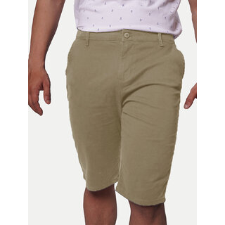 Men Solid Brown semi Casual Cotton Shorts
