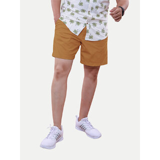                       Men Bold Orange semi Casual Cotton Shorts                                              