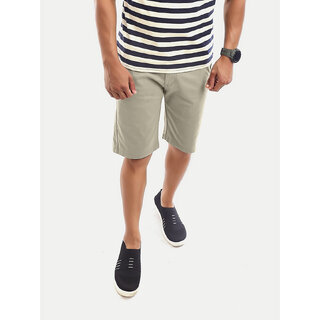 Men Solid Grey Slim Fit Casual Shorts.