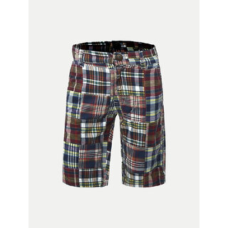                       Mens Patchwork Woven Casual Shorts                                              