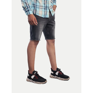 Men Black Distressed Denim Shorts Men Black Distressed Denim Shorts