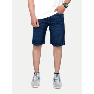 Men Solid Stone Dark Blue Casual Denim Shorts Men Solid Stone Dark Blue Casual Denim Shorts