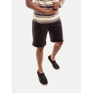 Men Black Distressed Denim Shorts Men Black Distressed Denim Shorts