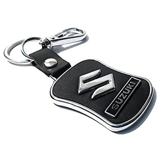                       Black Leather Metallic Finish Keychain For Maruthi Suzuki Carxe2X80Xa6                                              