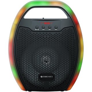 ZEBRONICS Sound Feast 60 Portable Wireless Speaker with 10W Output, Bluetooth v5.0, FM Radio, AUX, USB, mSD, TWS, 6.3mm Wired mic Support, Media + Volume Control, Carry Handle and RGB LED Lights ZEBRONICS Sound Feast 60 Portable Wireless Speaker with 10W Output, Bluetooth v5.0, FM Radio, AUX, USB, mSD, TWS, 6.3mm Wired mic Support, Media + Volume Control, Carry Handle and RGB LED Lights