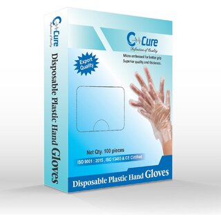                       C- Cure Disposable Plastic hand Gloves For Hygienic Cleaning, Cooking, Food Catering, Hair Coloring, Dishwashing (100)                                              