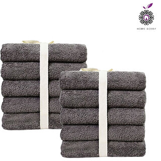 Home Berry 40 Count Cotton Blend High Absorbency Towels-Stone GreyTowel, 180g each- Pack of 10 Home Berry 40 Count Cotton Blend High Absorbency Towels-Stone GreyTowel, 180g each- Pack of 10