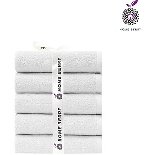                       Home Berry 40 Count Cotton Blend High Absorbency Towels-White (pack of 5)                                              