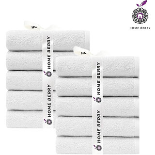                       Home Berry 40 Count Cotton Blend High Absorbency Towels- White (pack of 10)                                              