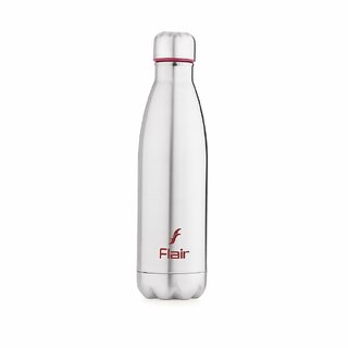                       Flair Triumph Vacuum Insulated Stainless Steel Bottle 1000 ML Silver with Cap Pink Color, Hot or Cold Temperatures for u                                              